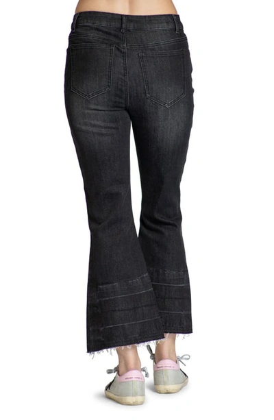Apny Release Hem Mid Rise Crop Flare Jeans In Black