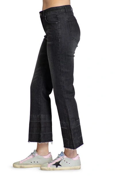 Apny Release Hem Mid Rise Crop Flare Jeans In Black