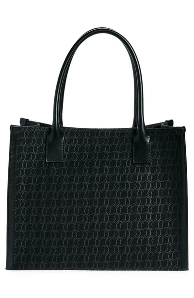 Shop Christian Louboutin By My Side Large Jacquard Tote In Cm53 Black/ Black