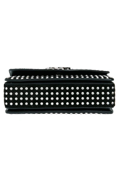 Shop Christian Louboutin Small Loubi54 Crystal Embellished Leather Crossbody Bag In 5965 Black-crystal/ Silver