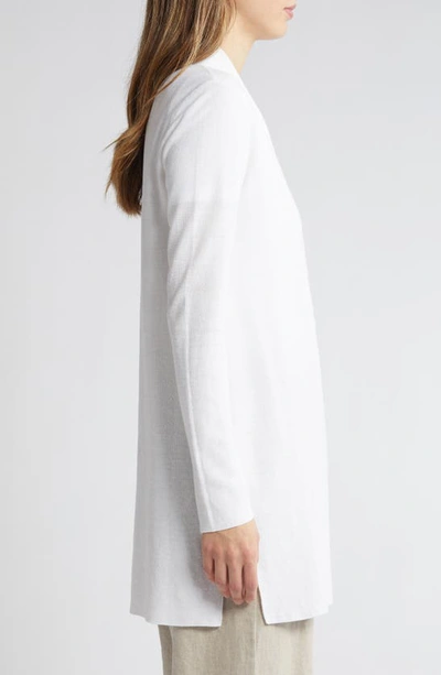 Shop Eileen Fisher Long Organic Linen & Organic Cotton Cardigan In White