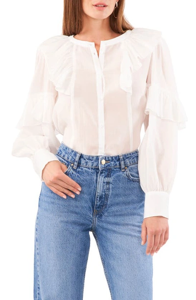 Shop 1.state Ruffle Trim Shirt In New Ivory