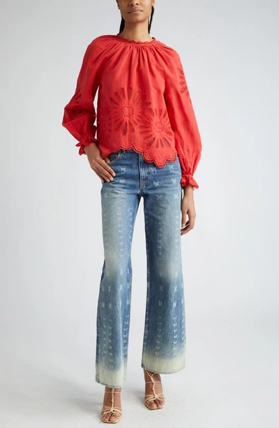 Shop Ulla Johnson The Elodie Wide Leg Jeans In Etched Arashi Wash