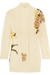 VALENTINO Embroidered cable-knit wool and alpaca-blend cardigan