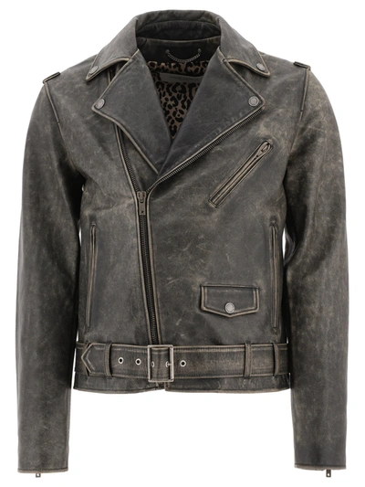 Shop Golden Goose Chiodo Leather Jacket