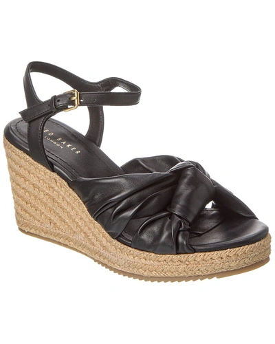 Shop Ted Baker Taymin Leather Wedge Sandal In Black