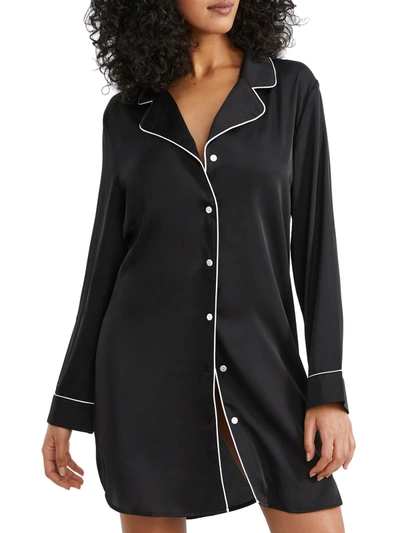 Shop Bare Women's The Washed Satin Sleep Shirt In Black