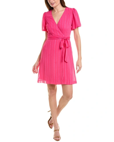 Shop Maison Tara Dobby Stripe Mini Dress In Pink