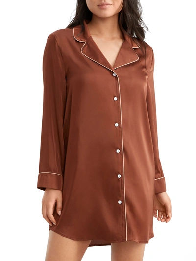 Shop Bare Women's The Washed Satin Sleep Shirt In Brown