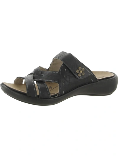 Shop Romika Ibiza 99 Womens Leather Slip-on Slide Sandals In Black