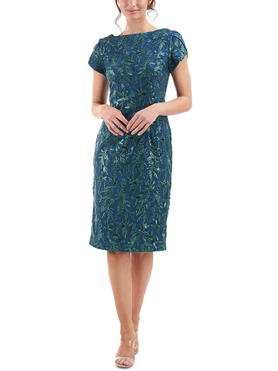 Shop Js Collections Womens Embroidered Sequined Sheath Dress In Blue