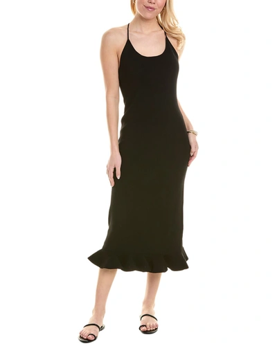 Shop Rebecca Taylor Compact Stretch Knotted Back Column Maxi Dress In Black