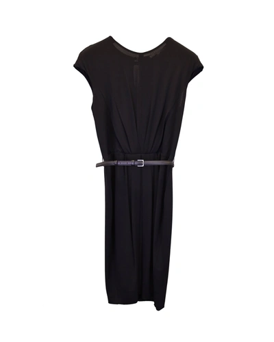 Shop Max Mara Cocktail Dress With Belt In Black Cotton