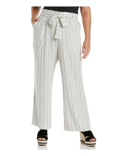 Shop Ella Plus Womens Tie Belt Wide Legs Paperbag Pants In White