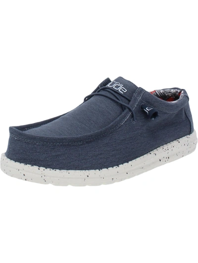 Shop Hey Dude Wally Stretch Mens Canvas Slip On Loafers In Blue