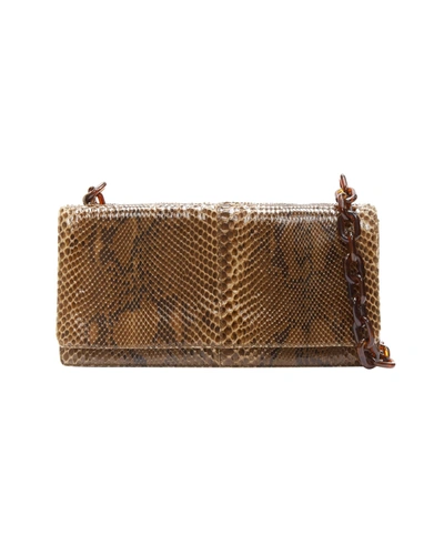 Shop Prada Vintage Glossy Brown Scaled Leather Acrylic Chain Link Shoulder Bag