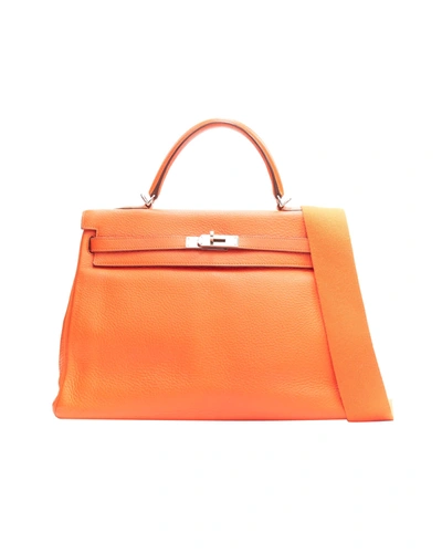 Shop Hermes Kelly 32 Phw Orange Togo Leather Silver Buckle Top Handle Shoulder Bag