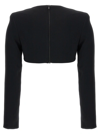 Shop David Koma 3d Crystsal Chain And Square Neck Tops Black