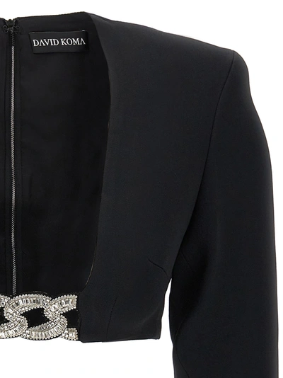 David Koma Top '3d Crystal Chain And Square Neck'