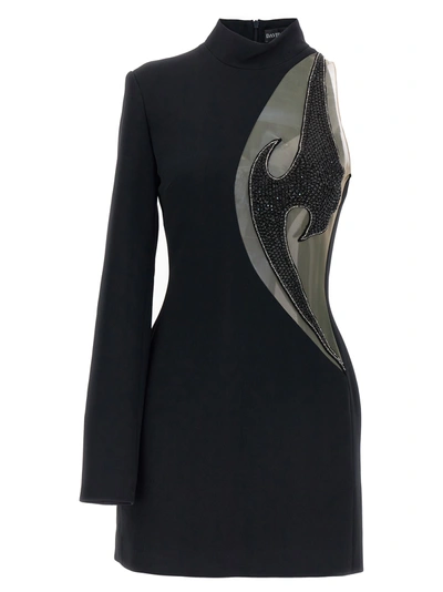 Shop David Koma Bead Embroidery Dress Dresses Black