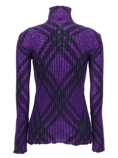 Shop Burberry Check Sweater Sweater, Cardigans Purple