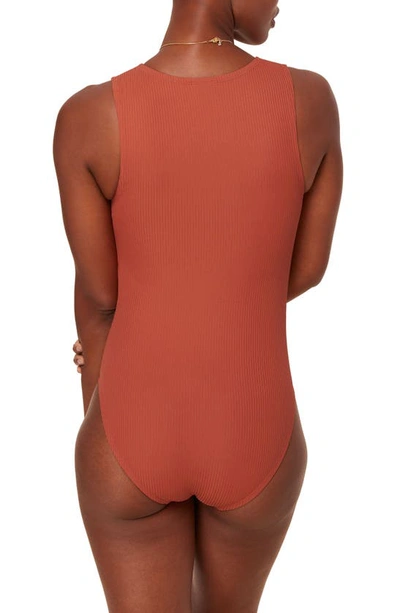 Shop Andie Malibu Ribbed One-piece Swimsuit In Ginger