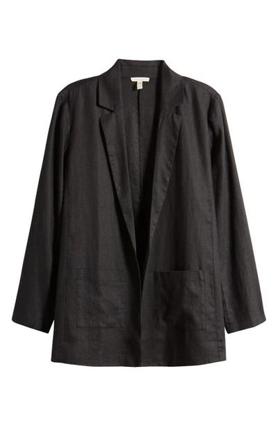 Eileen Fisher Open-front Organic Linen Blazer In Black