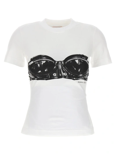 Shop Alexander Mcqueen Corset Print T-shirt White/black