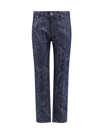 Shop Etro Cotton And Linen Trouser With Paisley Print