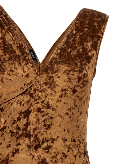 Shop Atlein Crushed Velvet Dresses Brown