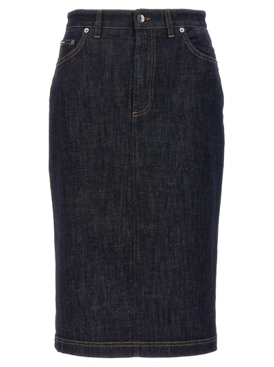 Shop Dolce & Gabbana Denim Midi Skirt Skirts Blue