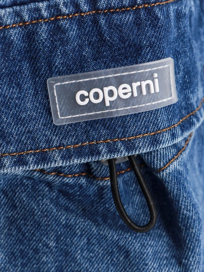 Shop Coperni Denim Skirt With Frontal Logo Patch