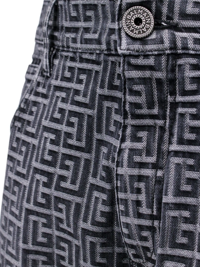 Shop Balmain Denim Trouser With All-over Monogram