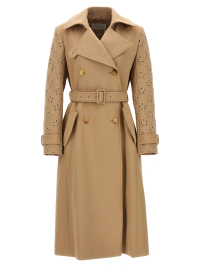 Shop Chloé Embroidered Hooded Trench Coat Coats, Trench Coats Beige