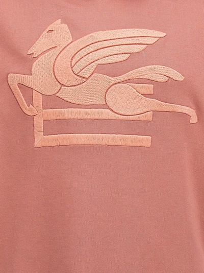 Shop Etro Embroidered Logo Hoodie Sweatshirt Pink