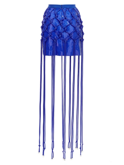 Shop David Koma Fish Net Layered Skirts Blue