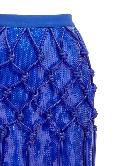 Shop David Koma Fish Net Layered Skirts Blue