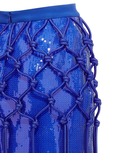 Shop David Koma Fish Net Layered Skirts Blue