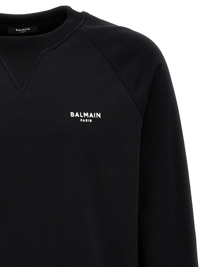 Shop Balmain Flocked Logo Sweatshirt Black