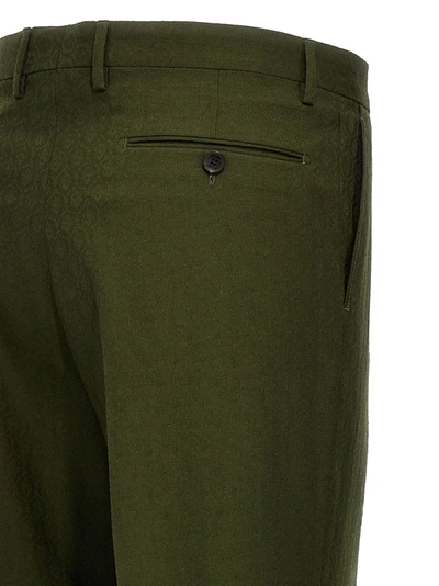Shop Etro Jacquard Wool Pants Green