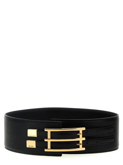 Shop Etro Leather Belt Belts Black