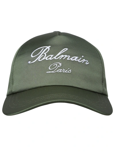 Shop Balmain Man Green Polyester Hat