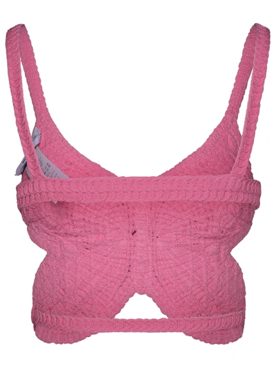 Shop Blumarine Woman  'farfalla' Pink Cotton Blend Top