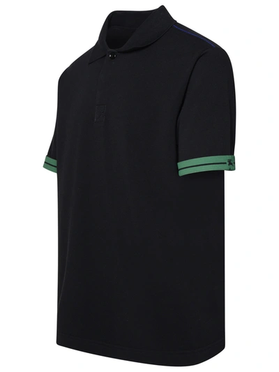 Shop Burberry Man  Black Cotton Polo Shirt