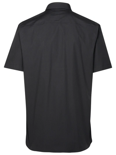Shop Burberry Man  Black Stretch Cotton Shirt