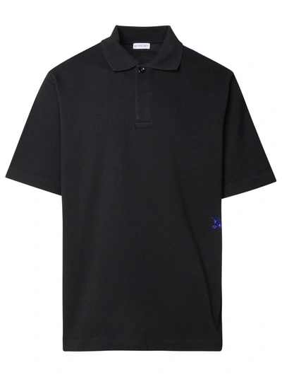 Shop Burberry Man  Black Cotton Polo Shirt