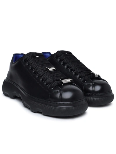 Shop Burberry Man  'ranger' Black Leather Sneakers