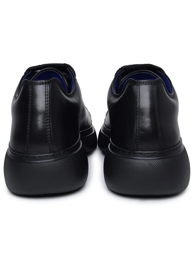 Shop Burberry Man  'ranger' Black Leather Sneakers