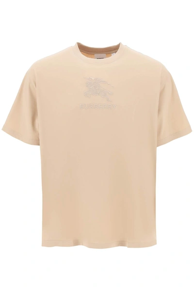Shop Burberry Tempah T-shirt With Embroidered Ekd Men In Cream