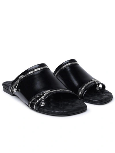 Shop Burberry Woman  Black Leather Slippers